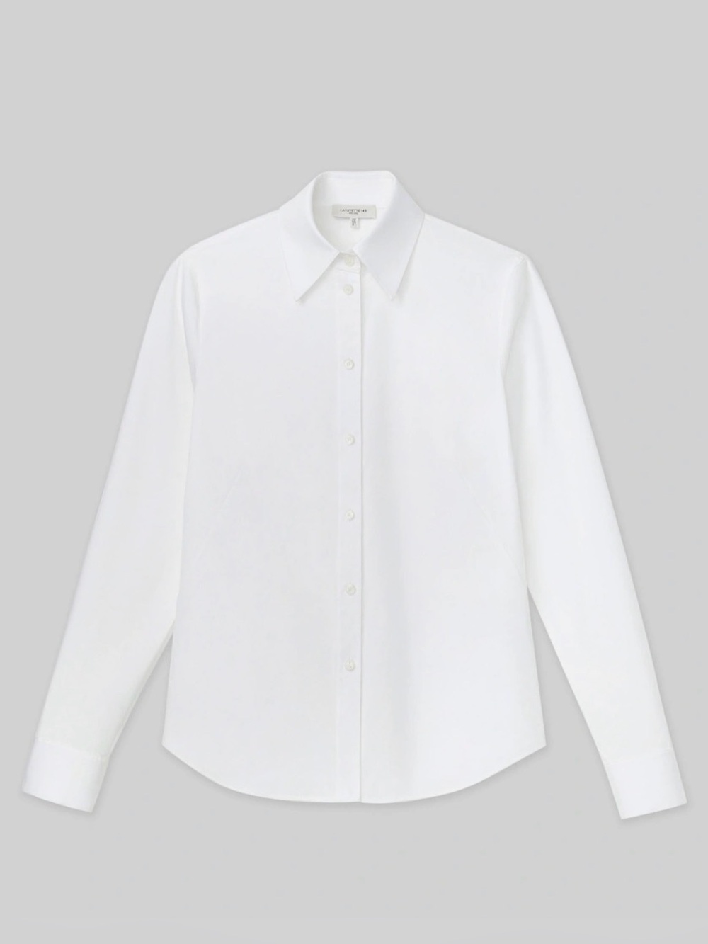 NWOT Lafayette148 New York White Italian Stretch CottonButton Down Shirt Size 10